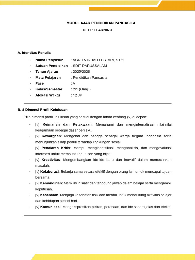 Modul Ajar Pancasila Kelas 2 SD | PDF
