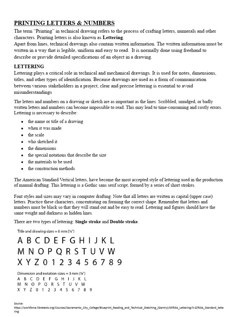 Printing Letters and Numbers | PDF | Technical Drawing | Drawing