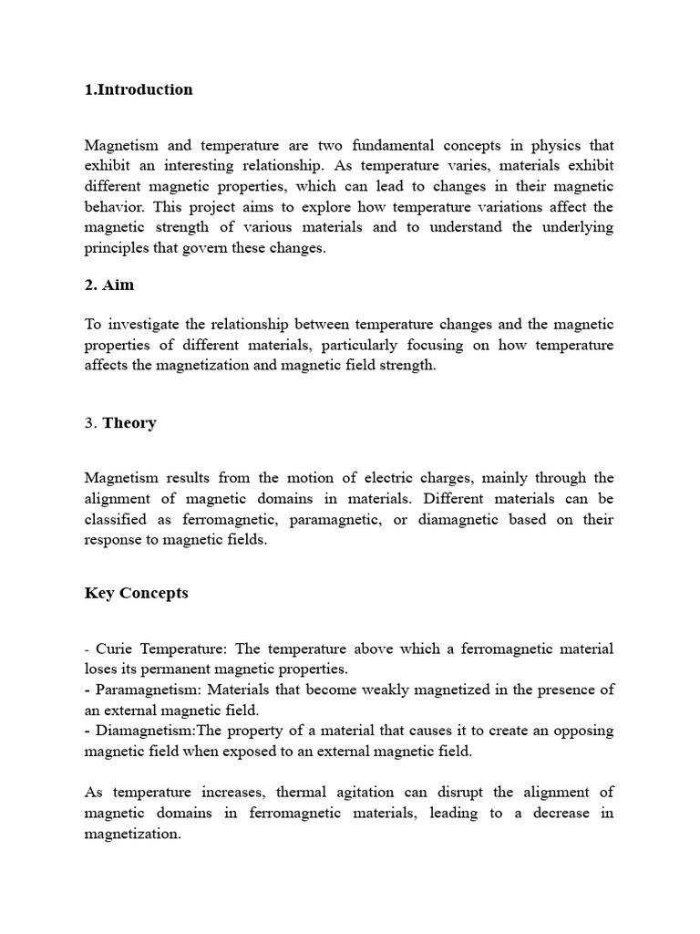 Temperature's Impact on Magnetic Strength | PDF | Magnetism ...
