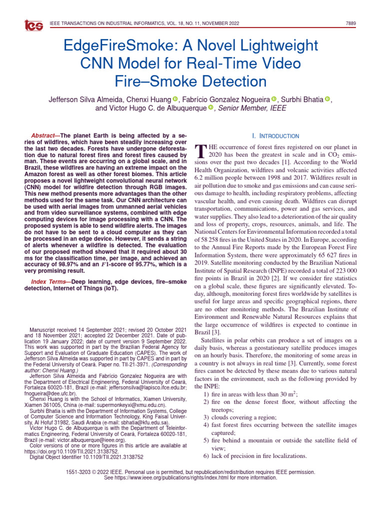 Lightweight CNN for Real-Time Fire Detection | PDF | Computing