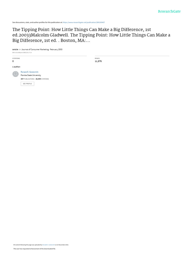 Tipping Point Analysis in Marketing | PDF