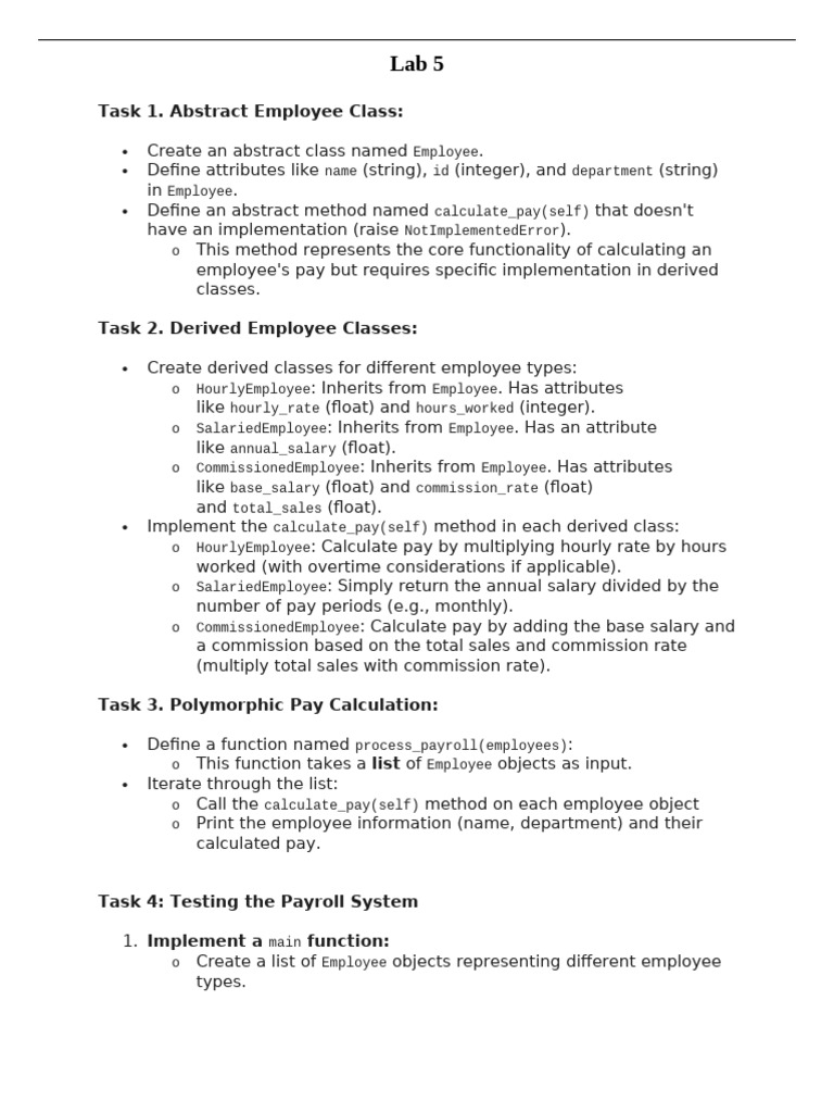COMP111 Lab 5 Abstract Classes and Composition | PDF | Method (Computer ...