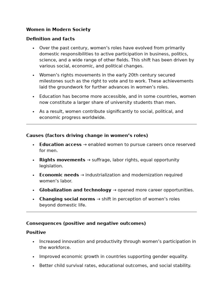 Evolving Roles of Women Today | PDF | Woman | Gender Role
