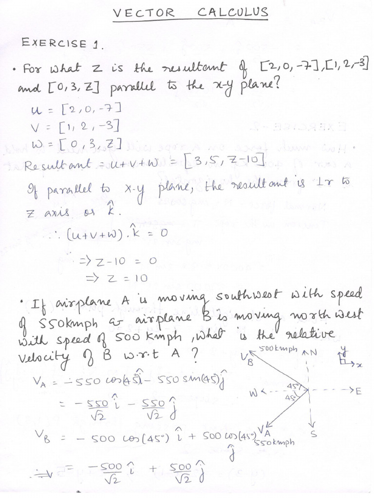 Vector Calculus Exercises1-10 | PDF