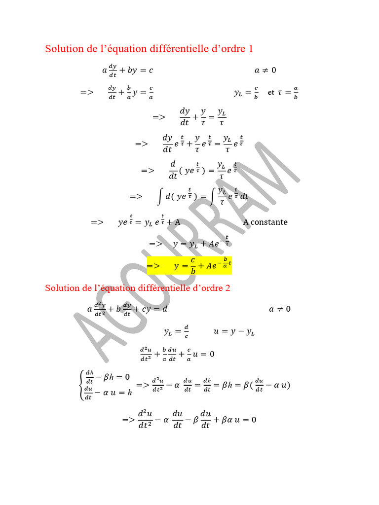 Résolution des équations différentielles | PDF | Équations | Objets ...