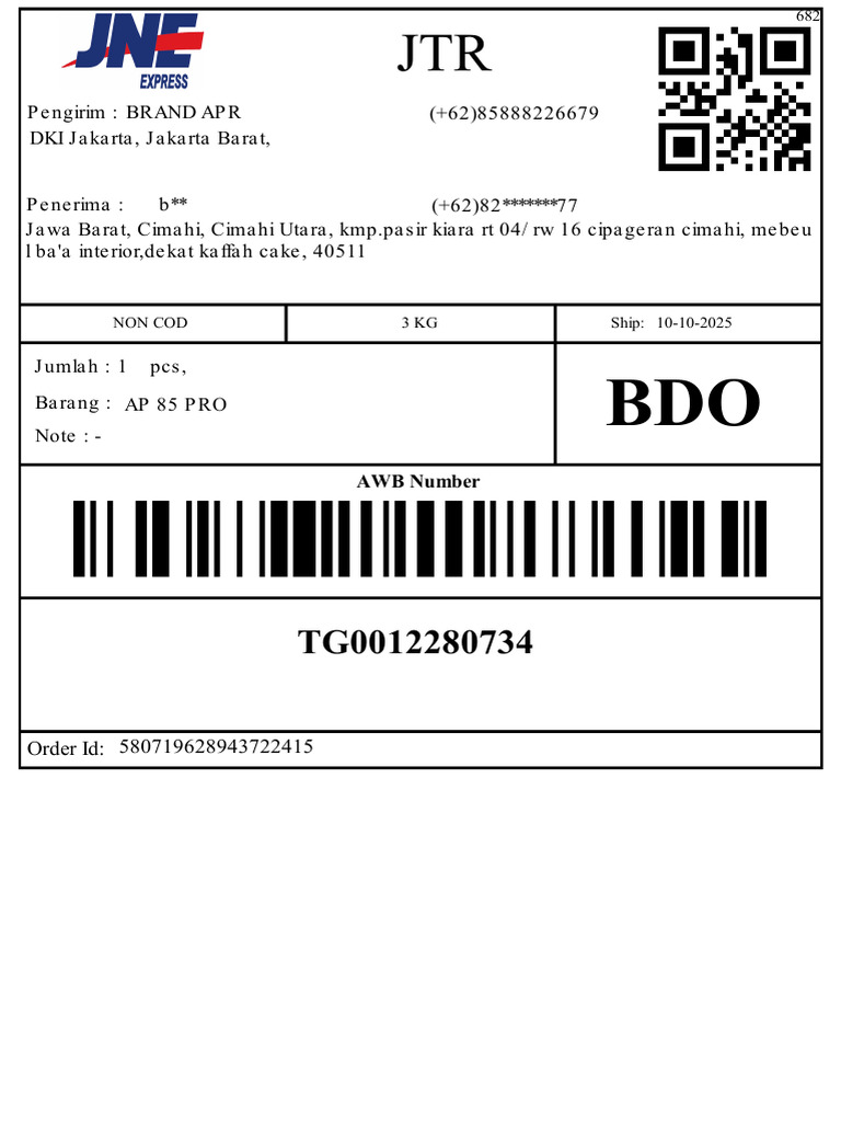 JTR Shipping Details for AP 85 PRO | PDF