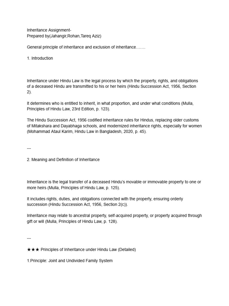 Assignment Topic Inheritance Definition 1-4 Rule Jahangir | PDF ...