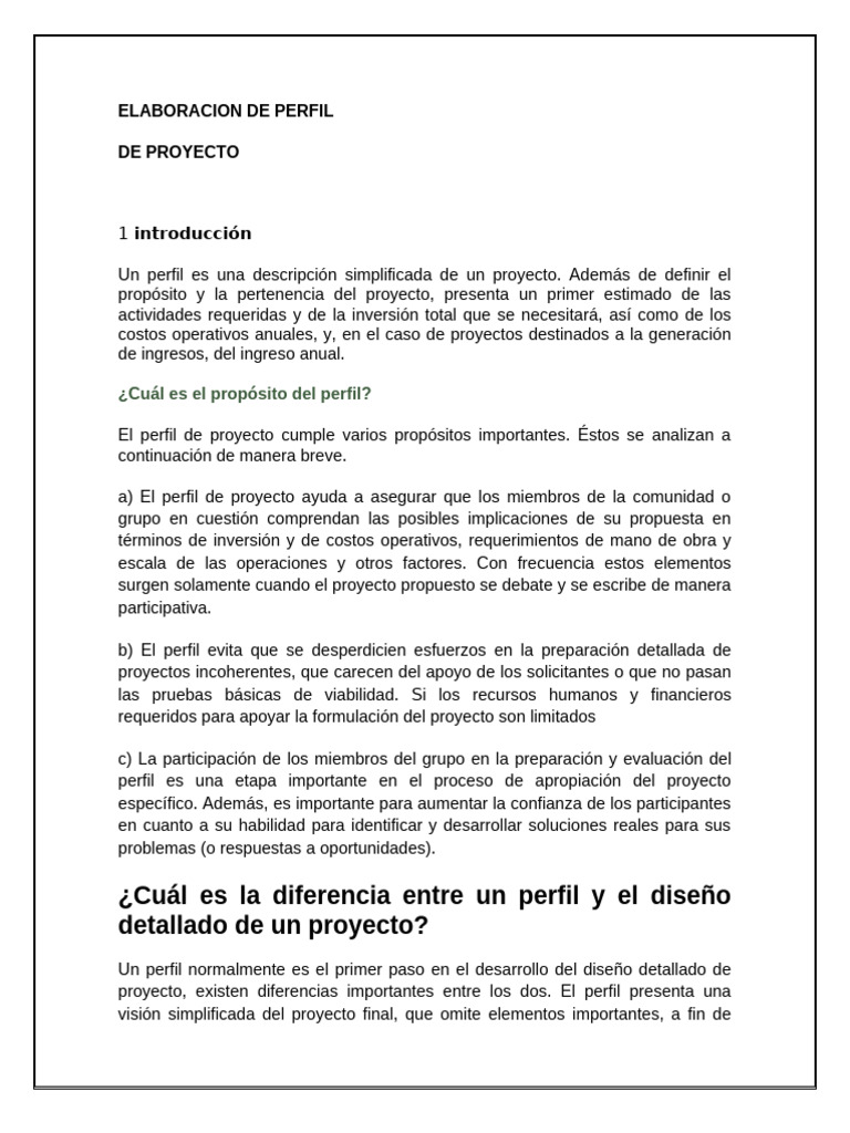 Guía para Elaborar un Perfil de Proyecto | PDF | Teoría | Conocimiento