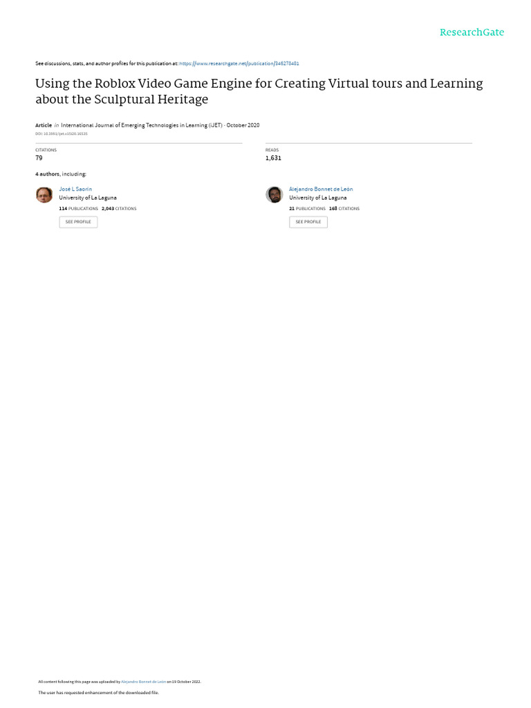 Roblox for Virtual Sculptural Tours | PDF | Computer Programming ...