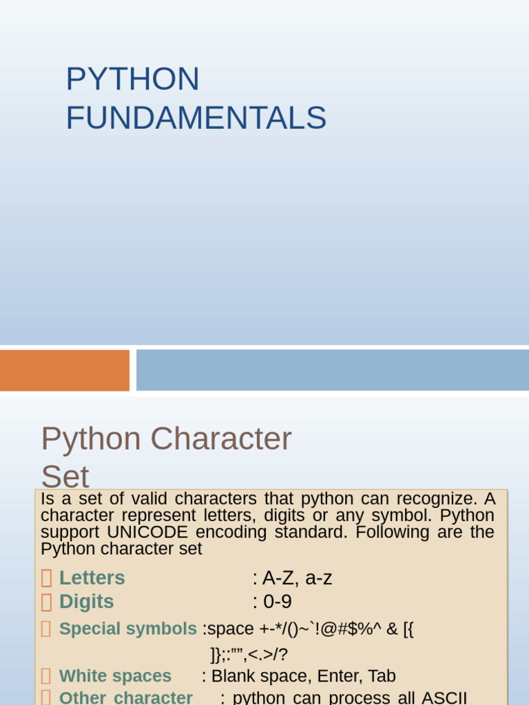 Python Character Set and Tokens Guide | PDF | Data Type | Parameter ...