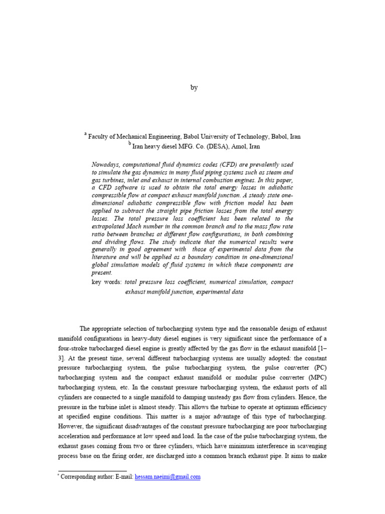 Compact Exhaust Manifold CFD Analysis | PDF | Turbocharger | Fluid Dynamics