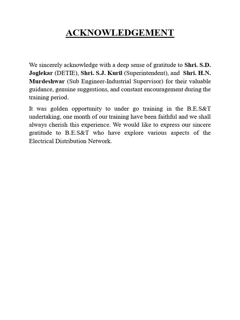Acknowledgment of Training Contributions | PDF
