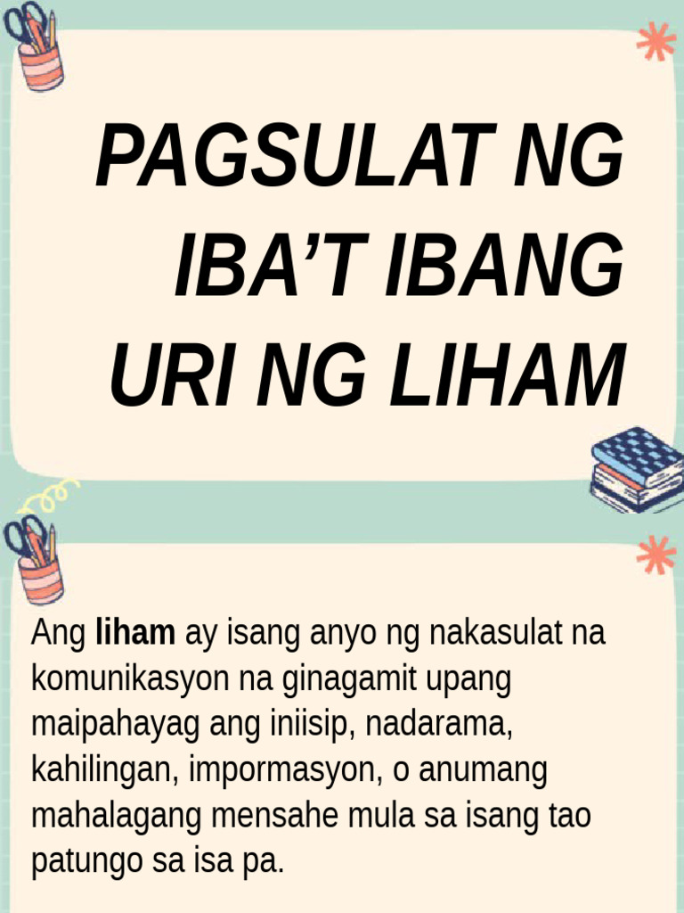 Pagsulat NG Ibat Ibang Uri NG Liham | PDF