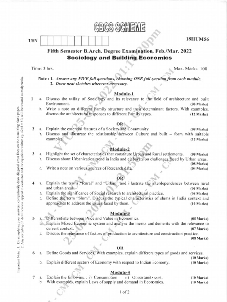 Sociology and Building Economics Exam Guide | PDF | Liberal Arts ...