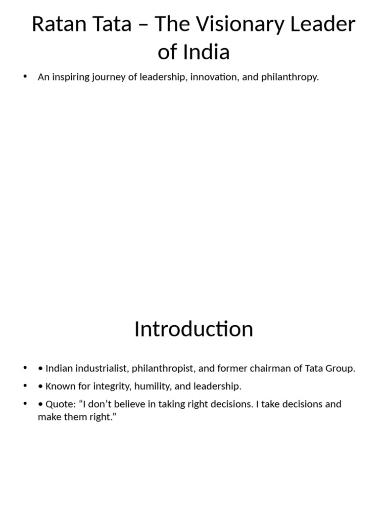 Ratan Tata: Leadership and Philanthropy | PDF