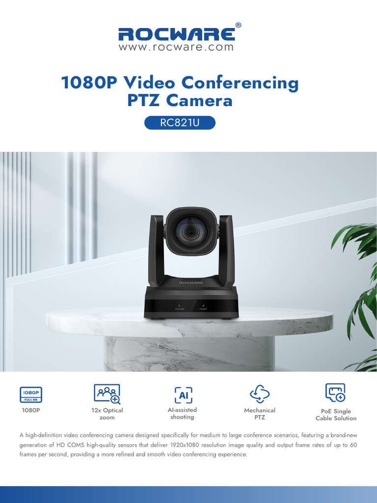 Rocware RC821U HD Video Conferencing Camera | PDF | Camera | Video