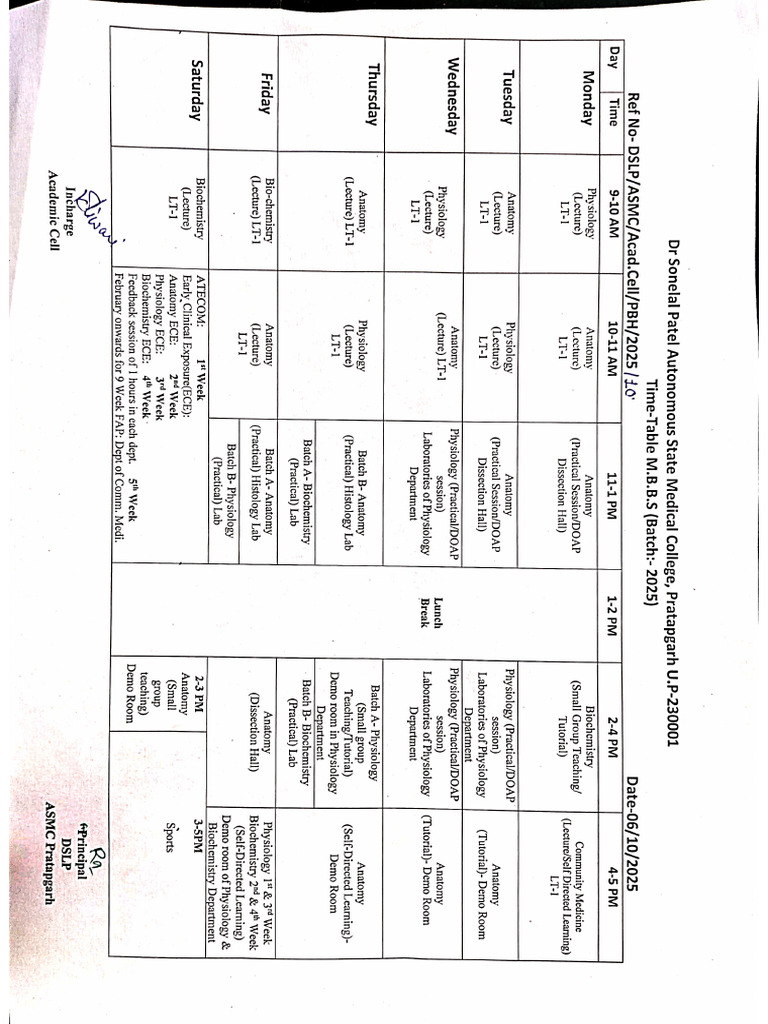 Time Table 2025 Batch | PDF