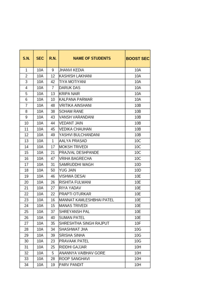 Student List by Class and Section | PDF