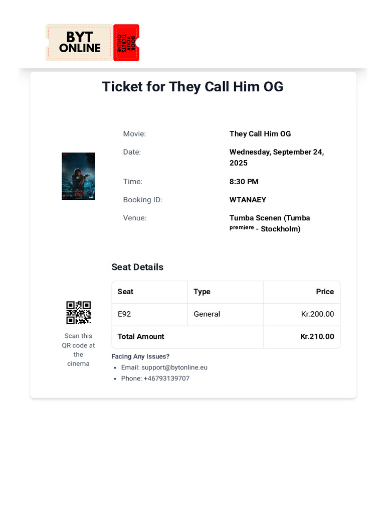 They Call Him OG Ticket Details | PDF