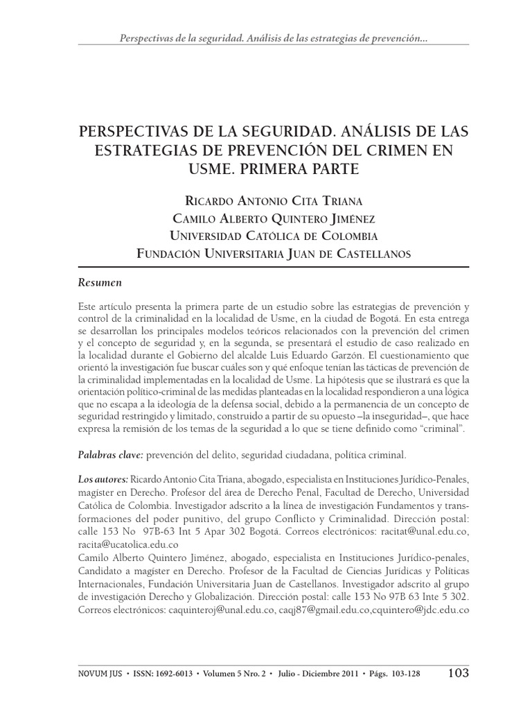 Estrategias de Prevención del Crimen en Usme | PDF | Valores | Crímenes