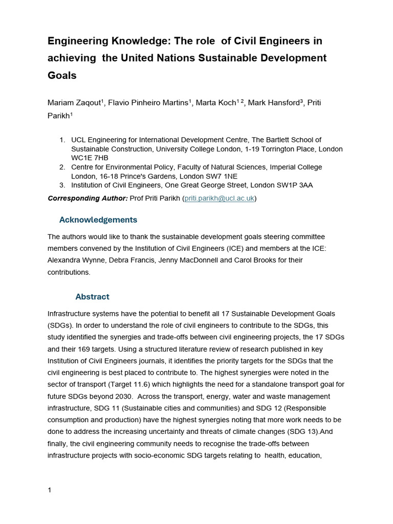Civil Engineers and Sustainable Development Goals | PDF ...