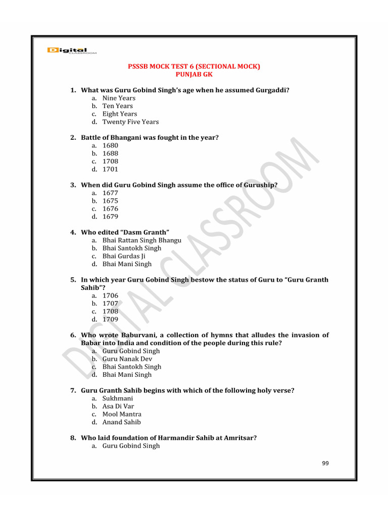 Mock Test 6 | PDF