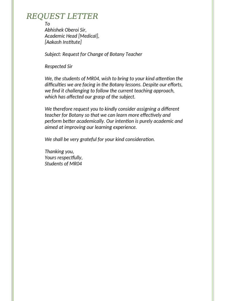 Request Letter | PDF