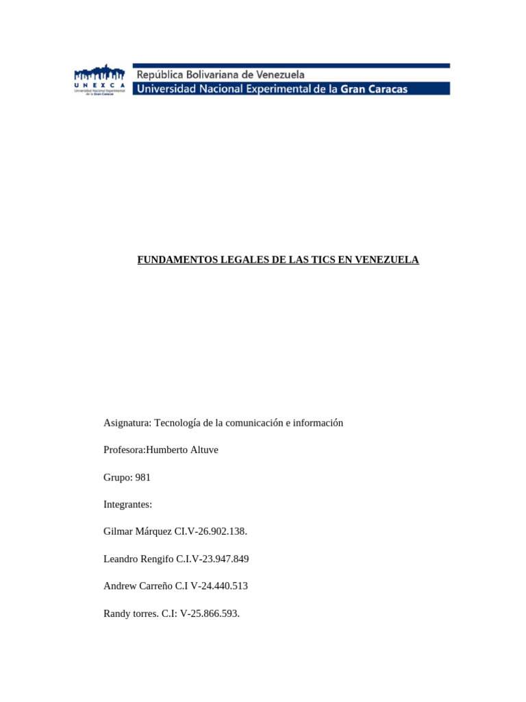 Marco Legal de las TIC en Venezuela | PDF | Tecnología de información y ...
