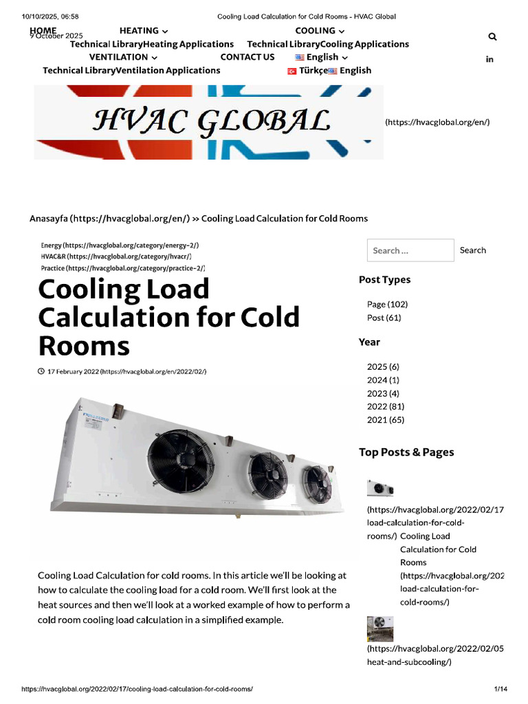 HVAC Global CL For Cold Room | PDF
