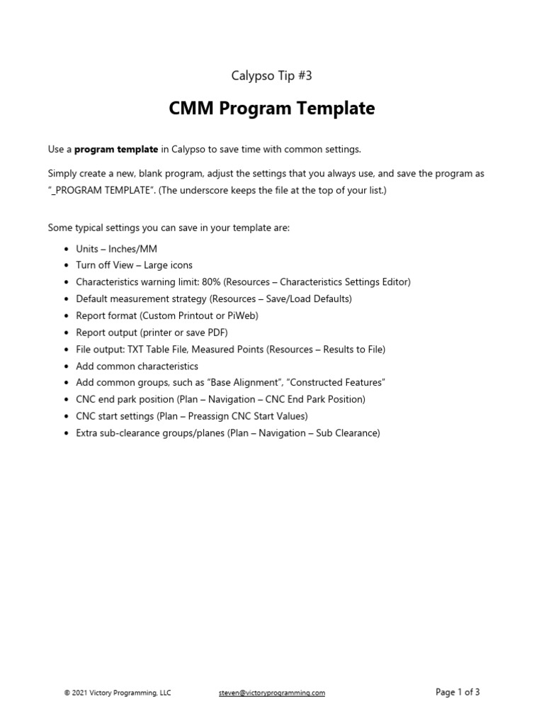 CMM Program Template for Calypso | PDF | Computer File | Directory ...