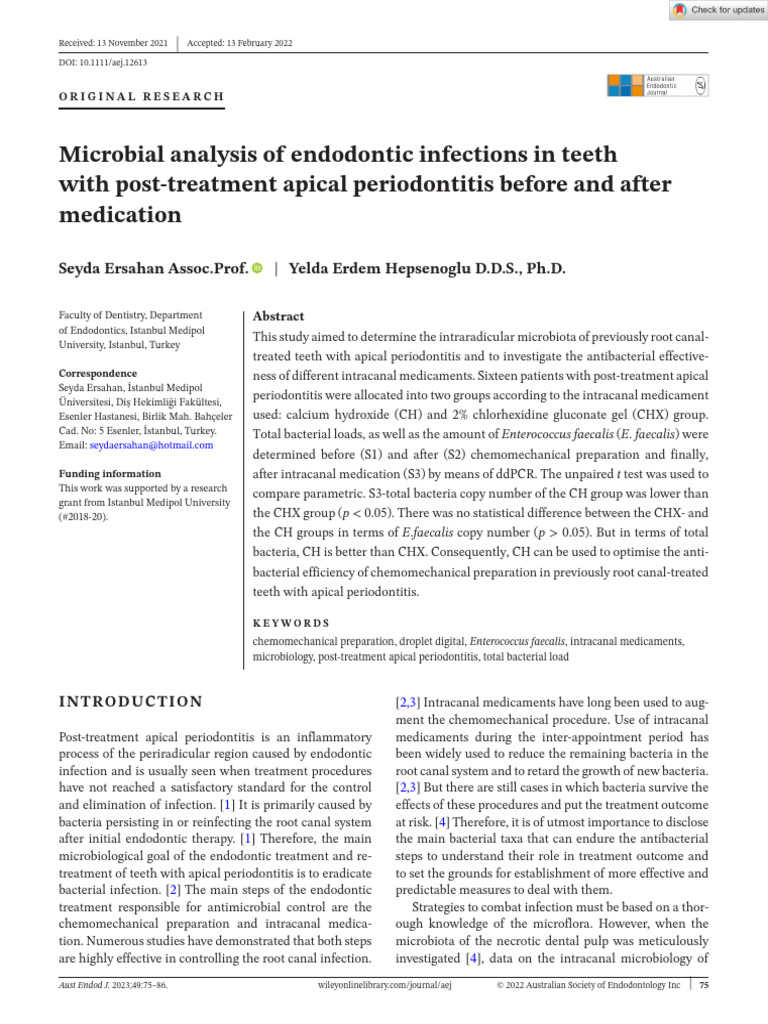 Microbial Analysis in Apical Periodontitis | PDF | Polymerase Chain ...