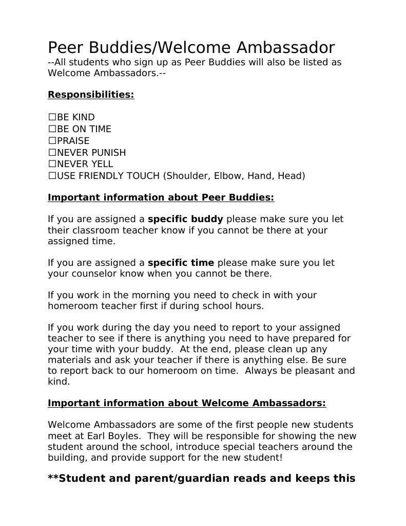 Peer Buddy and Welcome Ambassador Guide | PDF | Self-Improvement | Wellness