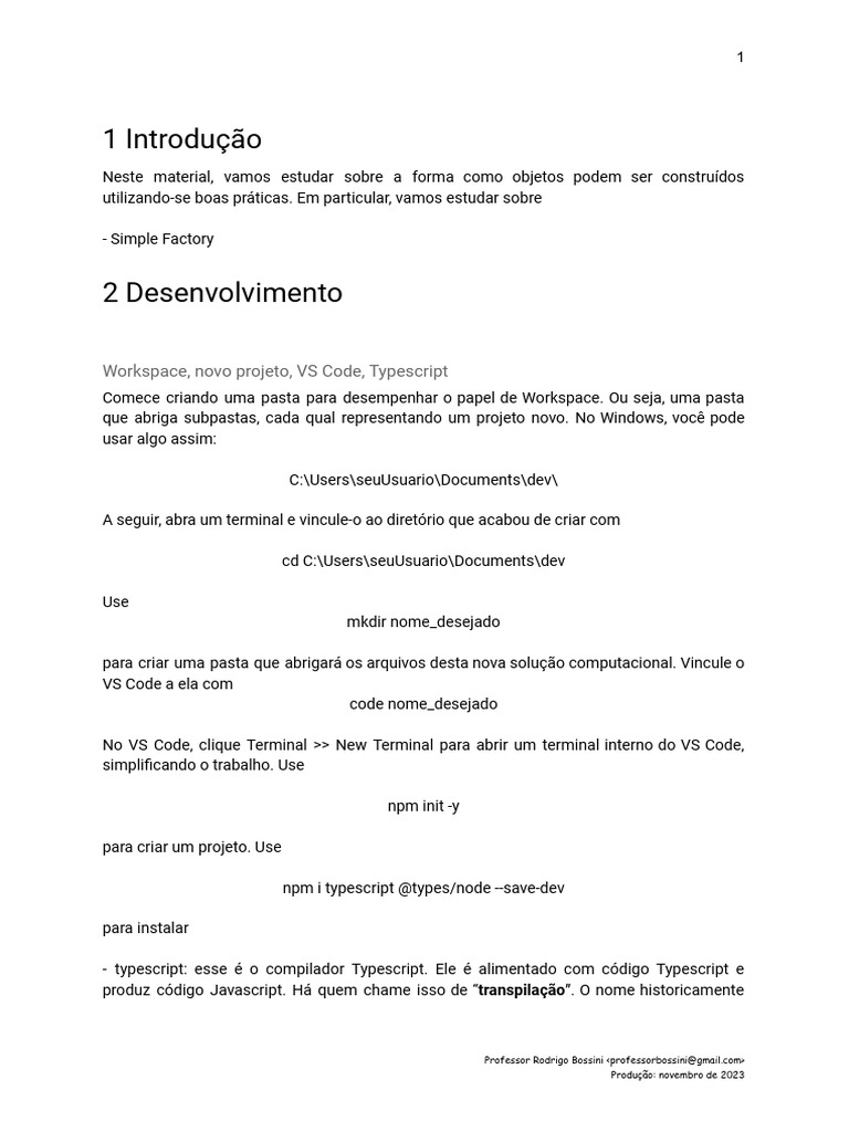 01 Apostila Design Patterns Typescript Simple Factory | PDF | Classe ...