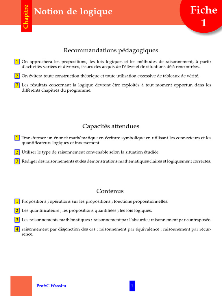Notions de Logique et Raisonnement Mathématique | PDF | Logique ...