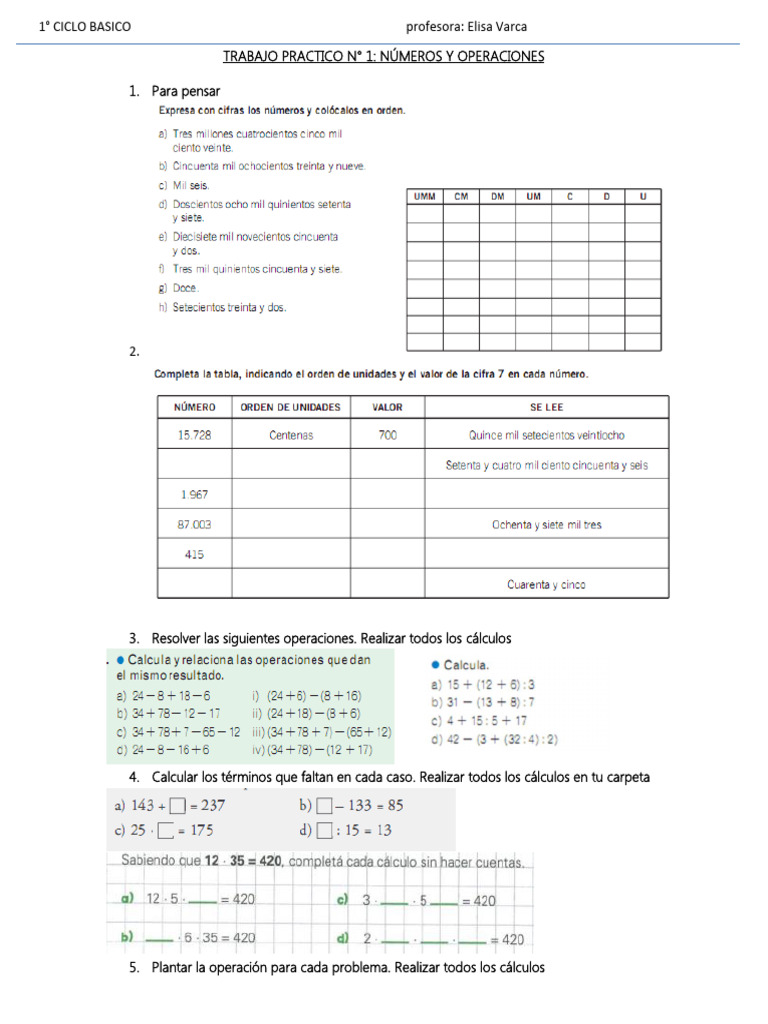 Tp1-Numeros y Operaciones | PDF