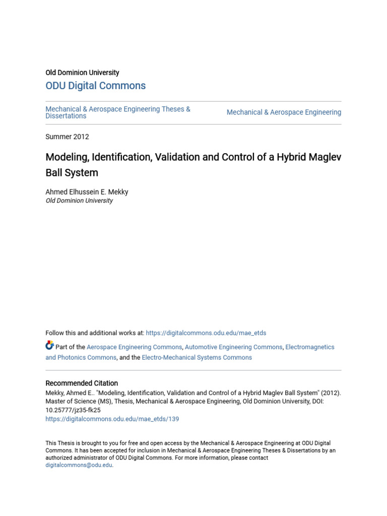 Modeling Identification Validation and Control of A Hybrid Magl | PDF ...