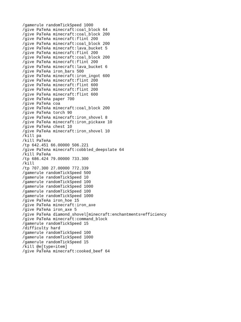 Minecraft Command Cheat Sheet | PDF
