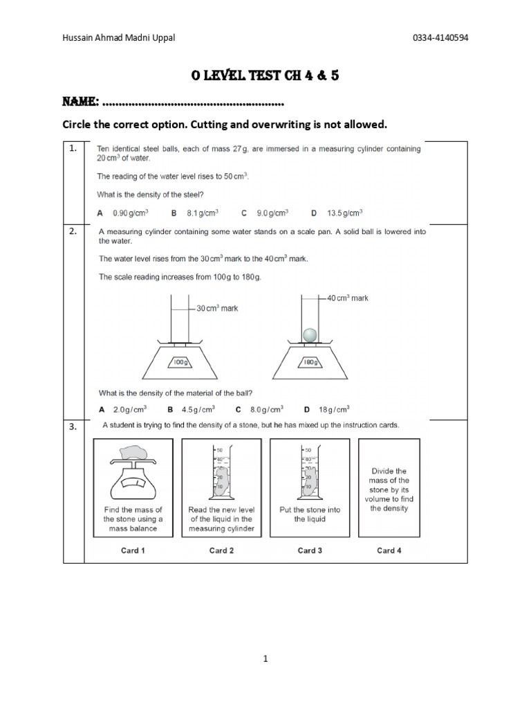 Test Ch 4,5 - O Level | PDF