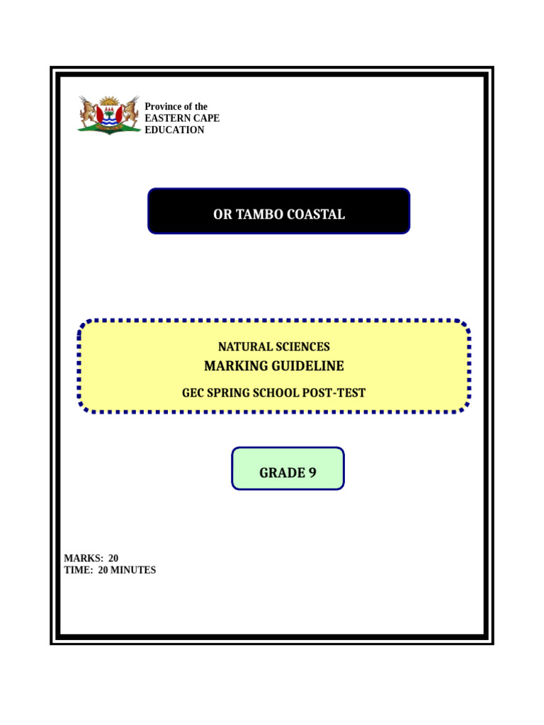 Eastern Cape Grade 9 Natural Sciences Test | PDF