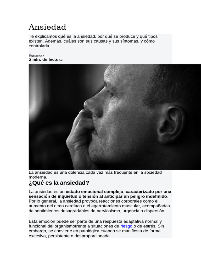 Estado de inquietud y ansiedad | PDF | Ansiedad | Trastorno de ansiedad