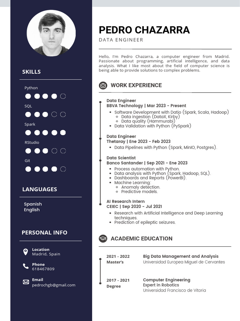 Pedro Chazarra: Data Engineer Profile | PDF