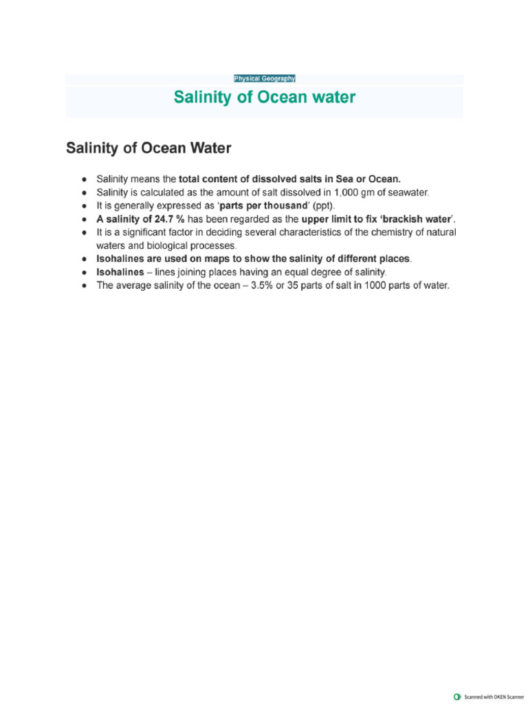 Ocean Salinity | PDF