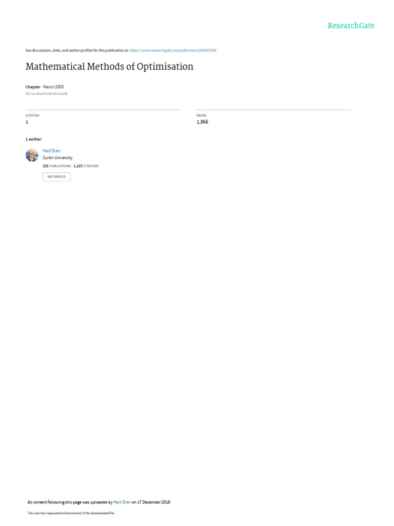 Mathematical Optimization Techniques | PDF | Mathematical Optimization ...