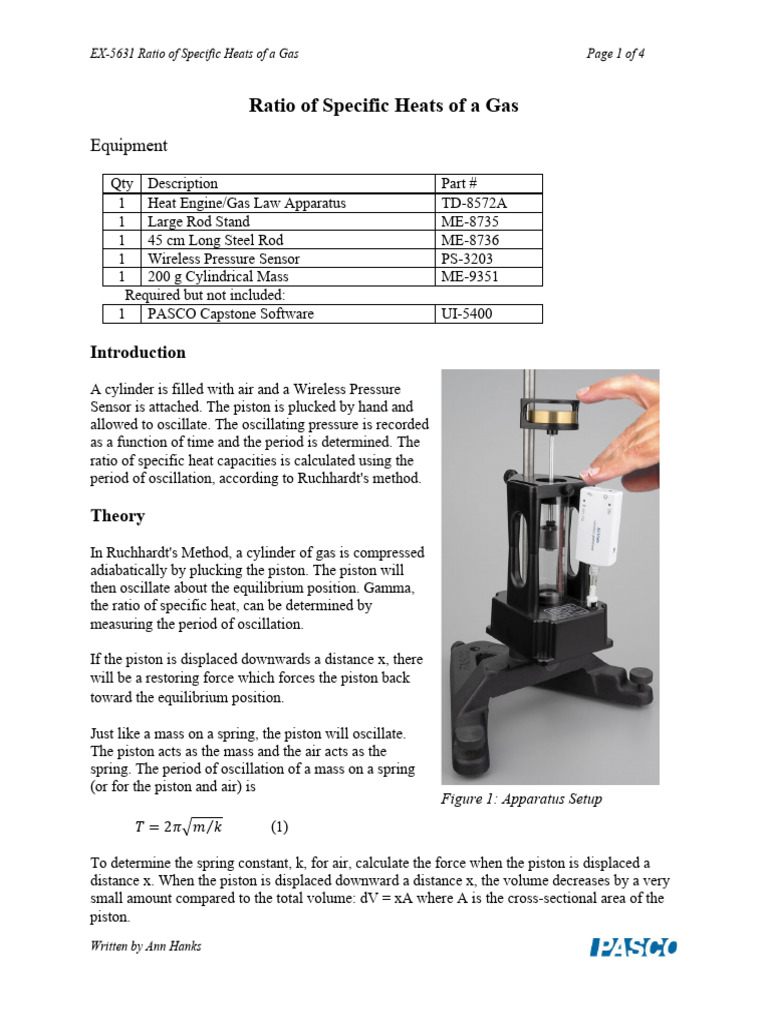 Calculate Gas Specific Heat Ratio | PDF | Piston | Gases