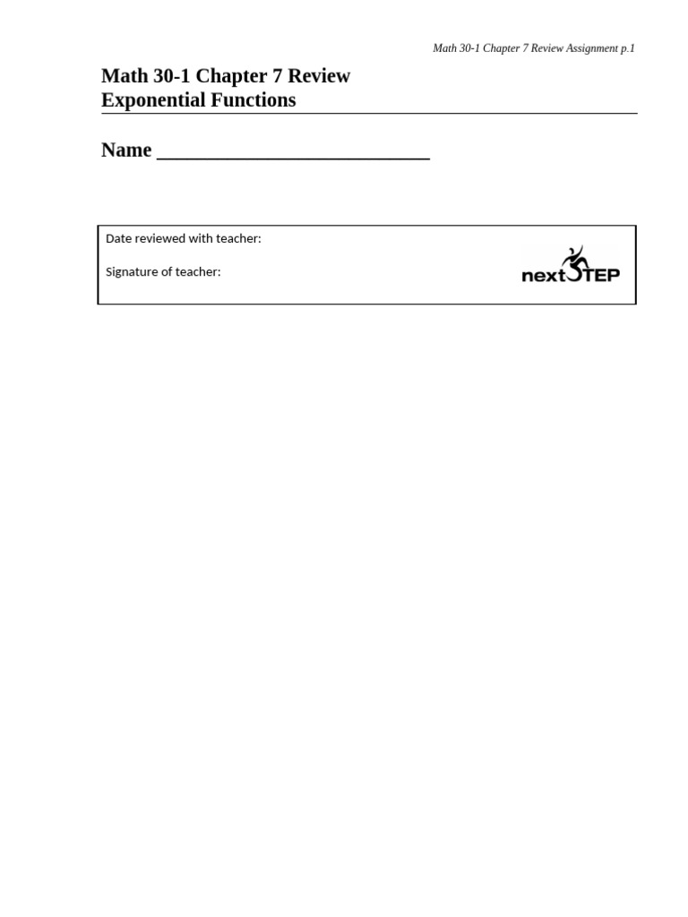 Math 30-1 Exponential Functions Review | PDF | Function (Mathematics ...