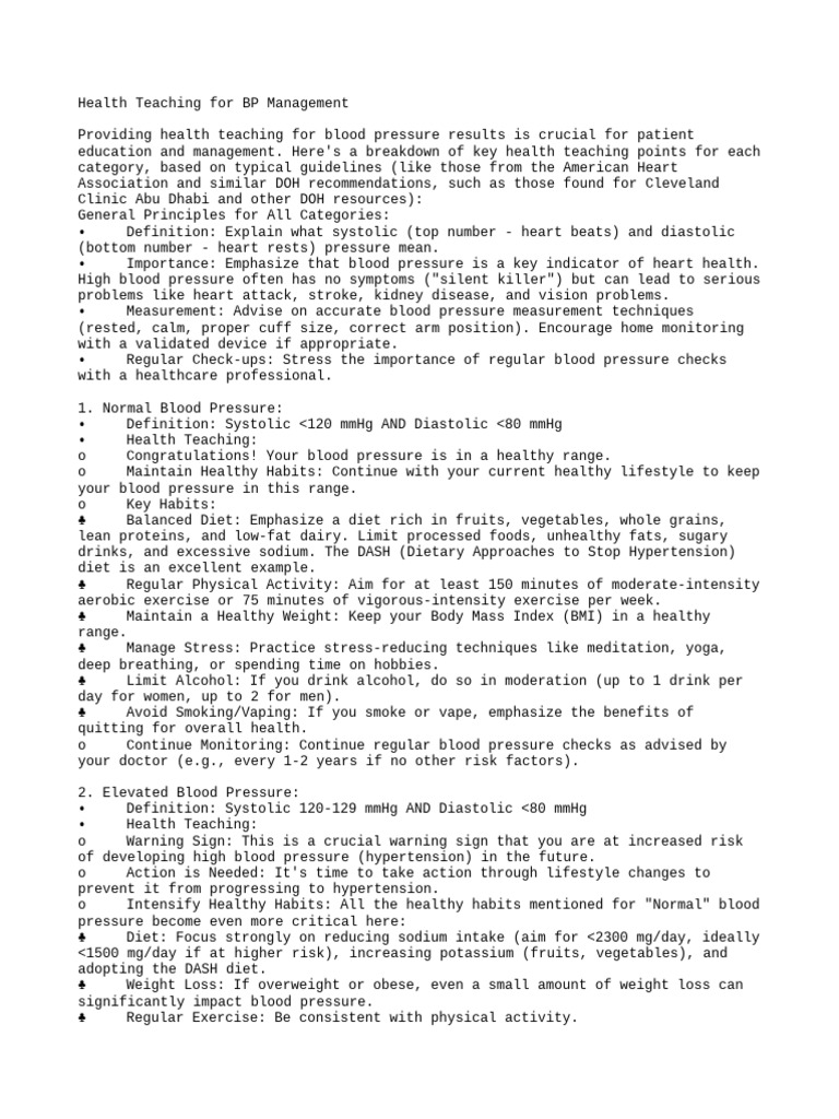 Nurse Guidance for Hypertension Management | PDF | Blood Pressure ...