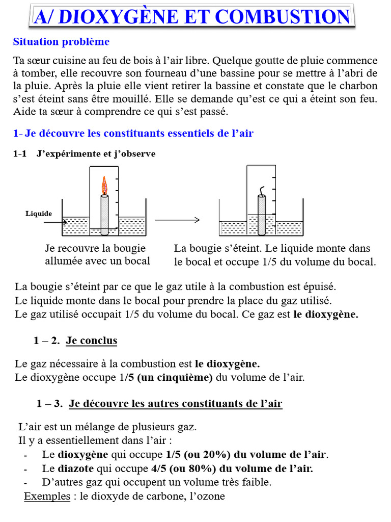 Le rôle du dioxygène en combustion | PDF | La combustion | Combustible