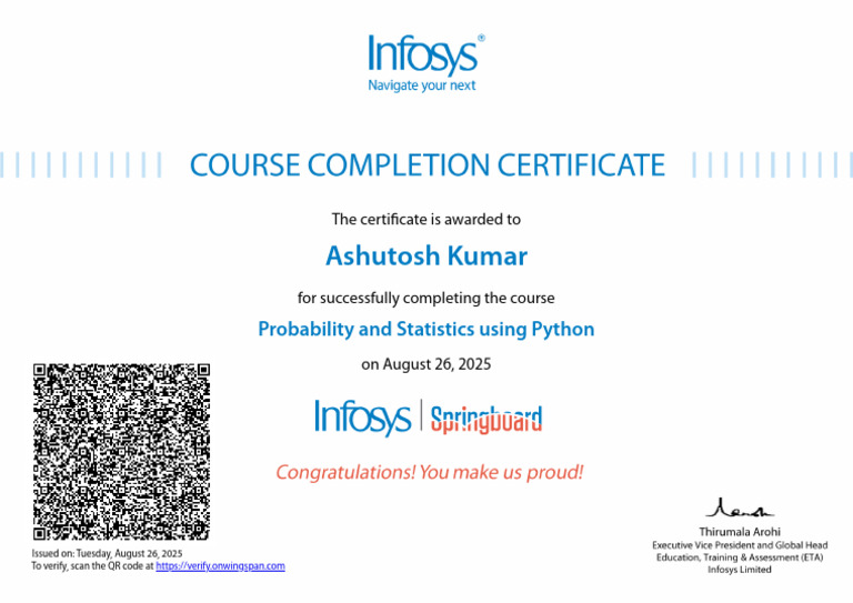 Ashutosh Kumar: Probability and Statistics Using Python | PDF