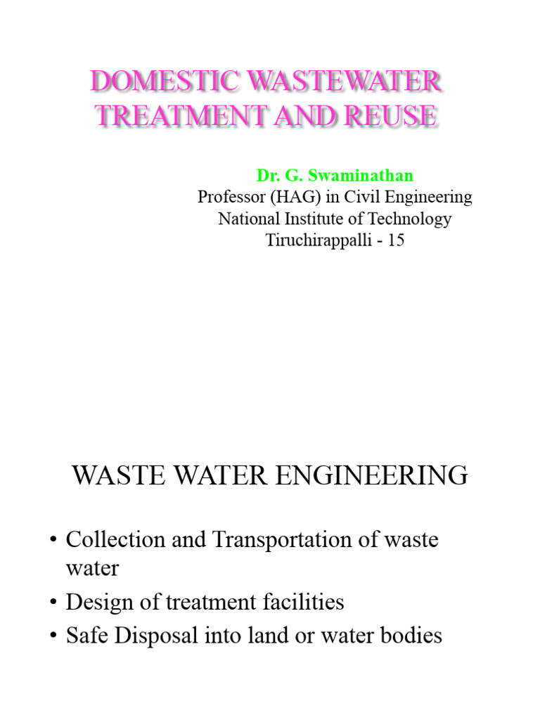 Domestic Wastewater Treatment Guide | PDF | Sewage Treatment | Waste