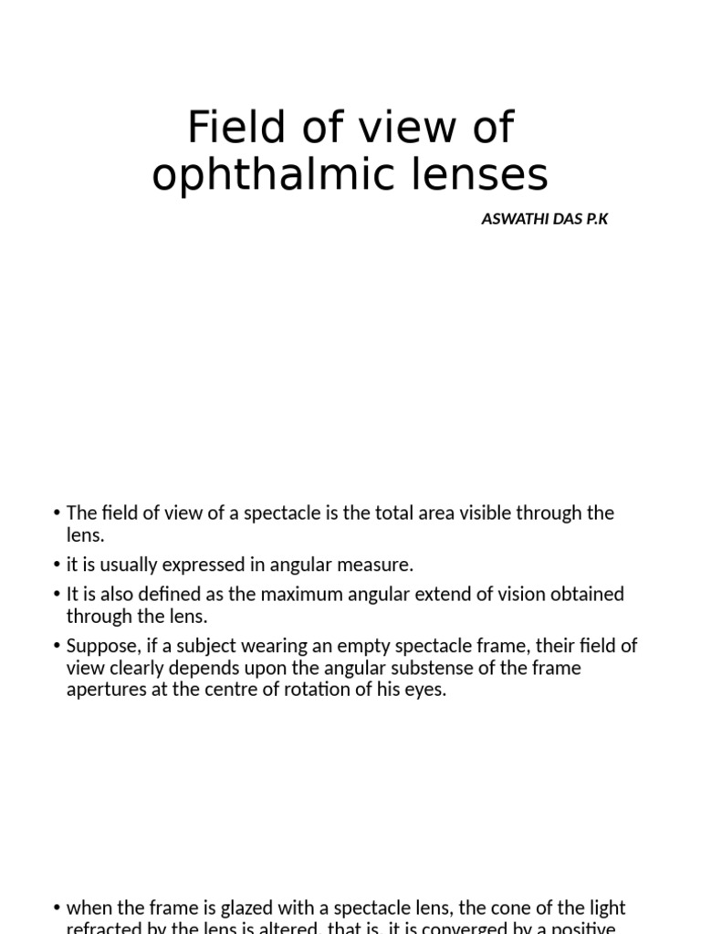 Understanding Field of View in Lenses | PDF
